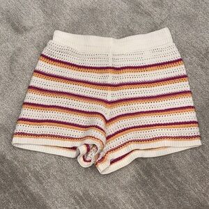 Old Navy High Waist White and Orange Knit Shorts